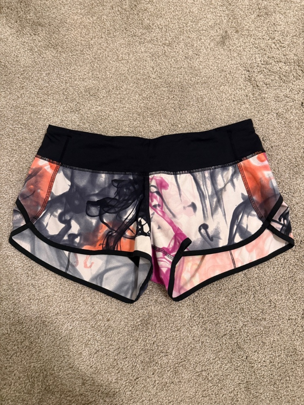 lululemon athletica Black Waist Multicolor Ink-Cloud Athletic Shorts